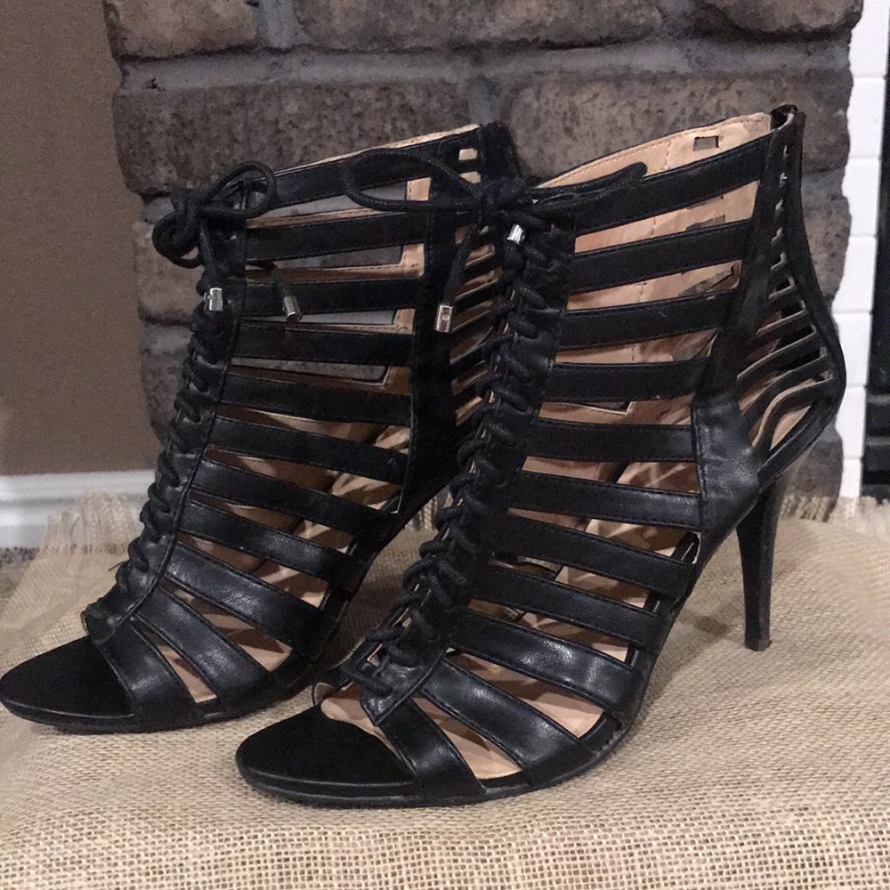 Nine West Black Stiletto Strappy Sandals 7.5 - Picture 9 of 16